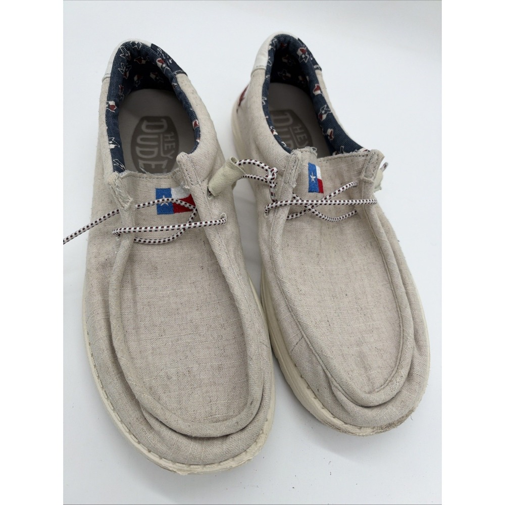 Hey Dude Wally Texas Canvas Off White Casual Shoes 40380 Size 9
